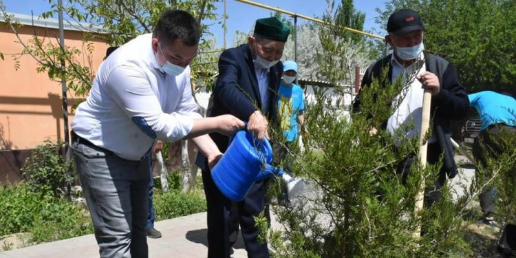 Түркістан қаласында сенбілікте 150 түп ағаш көшеті отырғызылды
