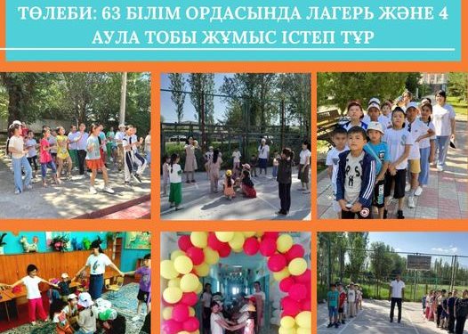 ТӨЛЕБИ: 63 БІЛІМ ОРДАСЫНДА ЛАГЕРЬ ЖӘНЕ 4 АУЛА ТОБЫ ЖҰМЫС ІСТЕП ТҰР