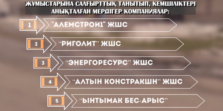 Салғырттық танытқан мердігер компанияларға ескерту берілді