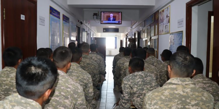 Шымкент гарнизонында Президенттің Жолдауын ұжымдық тамашалау ұйымдастырылды