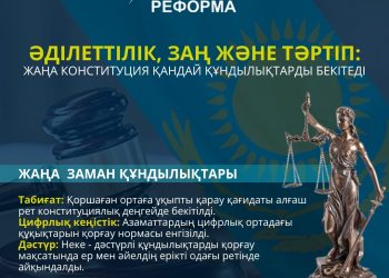 ӘДІЛЕТТІЛІК, ЗАҢ ЖӘНЕ ТӘРТІП – ЖАҢА КОНСТИТУЦИЯНЫҢ НЕГІЗГІ ҚҰНДЫЛЫҚТАРЫ